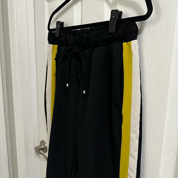 ZARA High Waisted with Side Stripe Trouser Pant Women’s size Medium black jogger - Picture 3 of 14